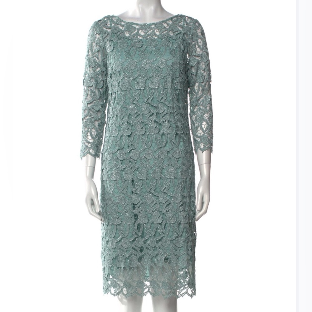 Teri Jon Lace Dress In Blue Teal Size 4